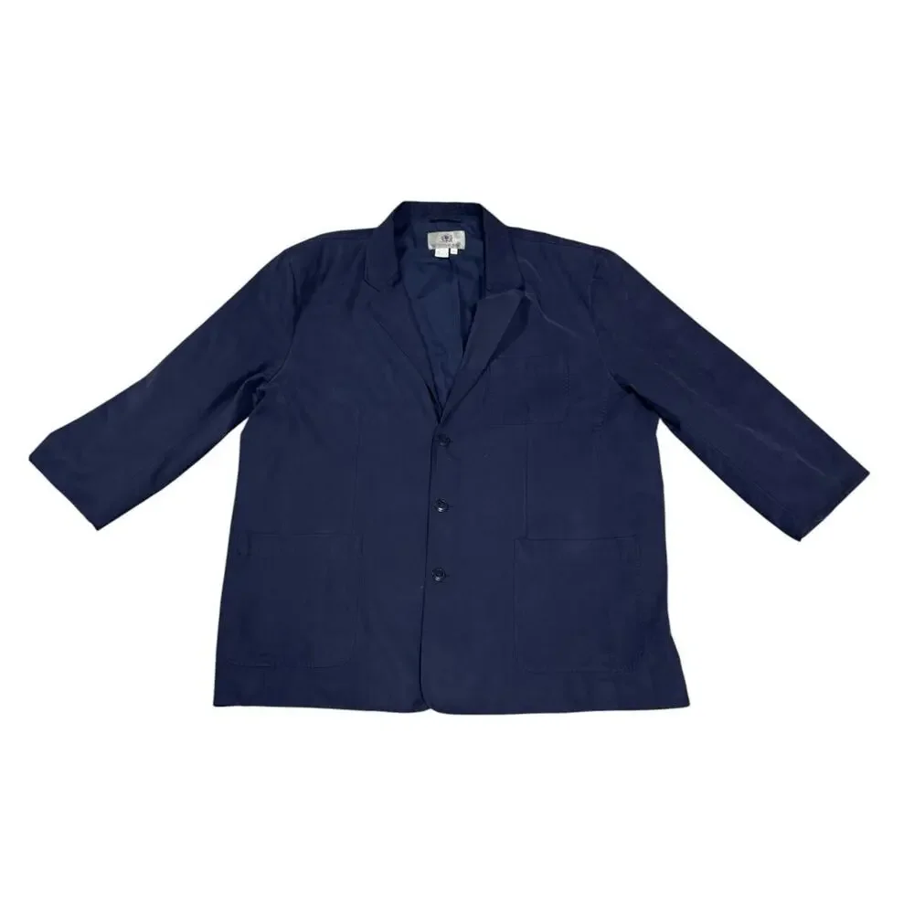 The Territory Ahead Men's XXL Long Navy Blue Silk Blend Unstructured Sport Coat